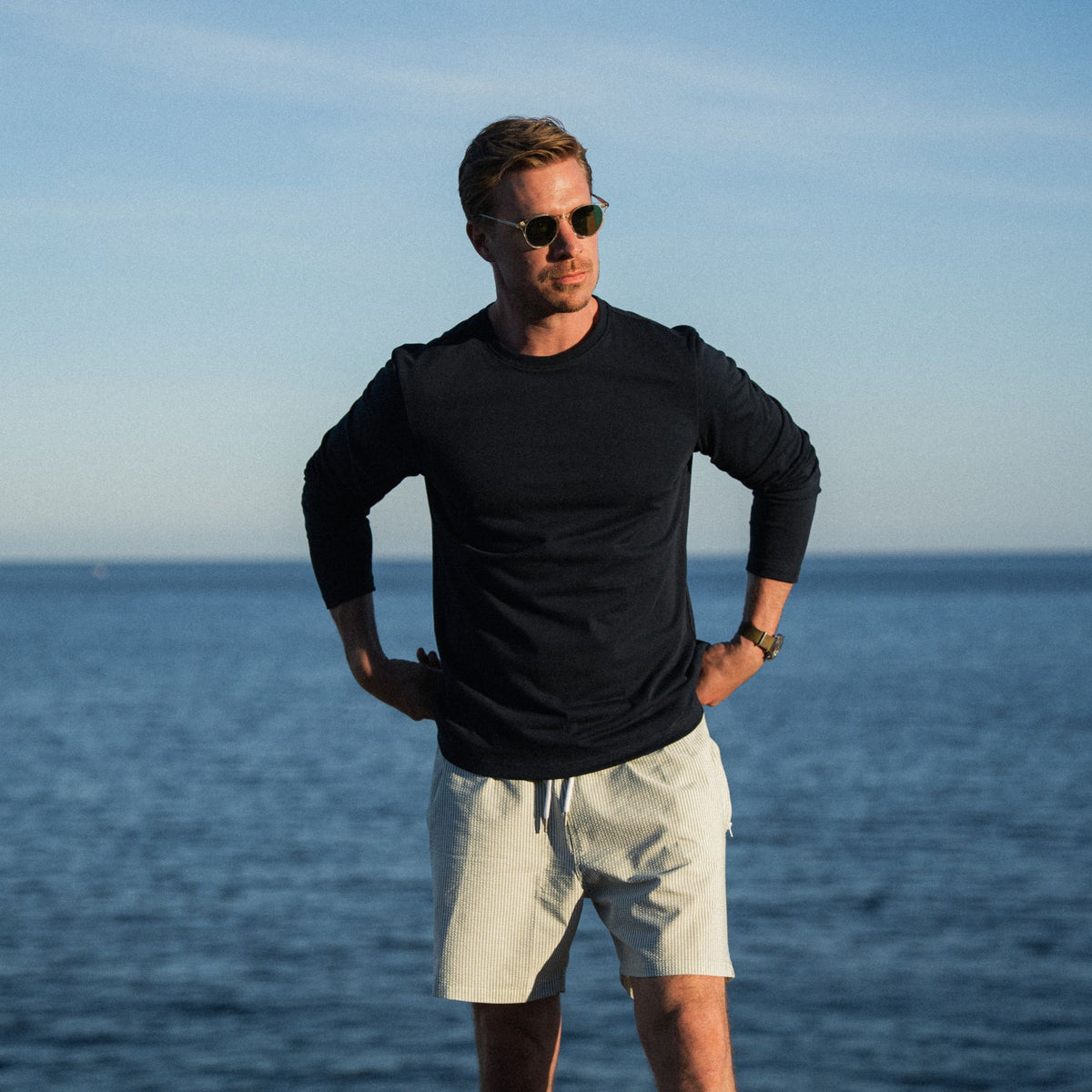 Clásico Longsleeve Slim navy blue - PERPÈT