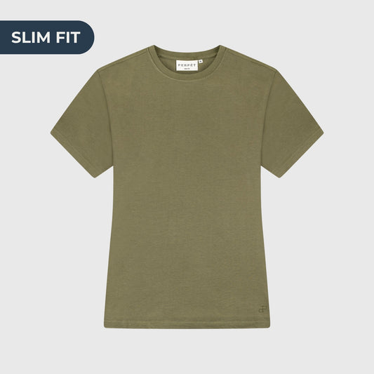 Clásico T-Shirt Slim olive green - PERPÈT